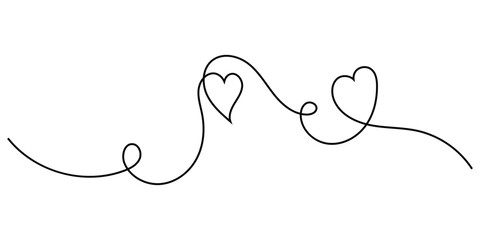 Vector doodle love continues line icon. Valentine day special heart drawing continues line icon on white background. Modern isolated hand-drawn love icon. EPS 10. 
