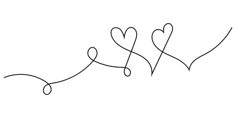 Vector doodle love continues line icon. Valentine day special heart drawing continues line icon on white background. Modern isolated hand-drawn love icon. EPS 10. 