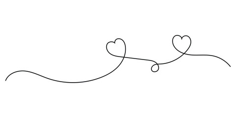 Valentine day special heart drawing continues line icon on white background. Vector doodle love continues line icon. EPS 10. 