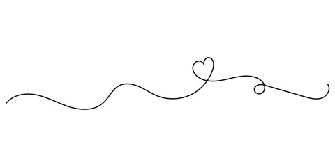 Valentine day special heart drawing continues line icon on white background. Vector doodle love continues line icon. EPS 10. 