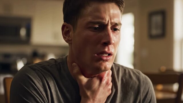 Panic Attack. Man Suffering from Anxiety and Shortness of Breath