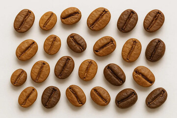 collection of various coffee bean on white background