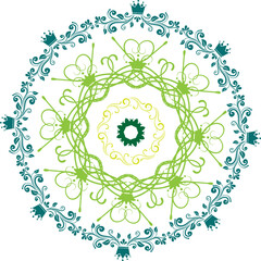 Creative mandala design with green and blue colors