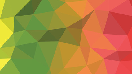 Colorful Polygonal Abstract Background, Geometric Low Poly Gradient Design in Red, Green and Yellow Tones