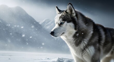 Fototapeta premium Husky in Snowstorm
