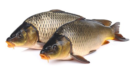 Two freshwater fish are posed side-by-side against a plain white background. They have a streamlined form and visible scales