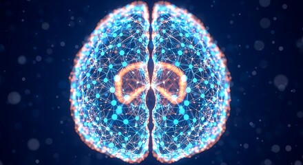 Digital Brain Network with Glowing Connections and Abstract Nodes.