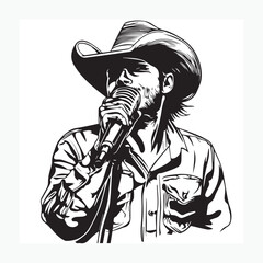 vector illustration of a country singer wearing a hat