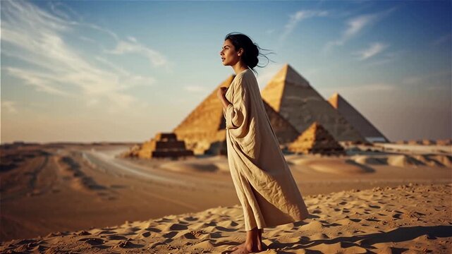 Mujer facinada con las piramides