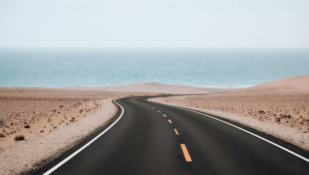A coastal road, emphasizing adventure, freedom, and scenic beauty.
