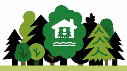 Forest with house symbol