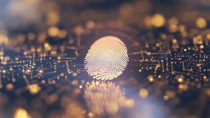 A high-tech digital fingerprint security access concept, a unique fingerprint that glows among the circuit board. It's security, technology, and futuristic concepts in the digital world. - Powered by Adobe