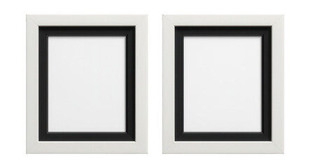 Thick white frames featuring bold black inner rims.