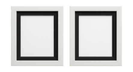 Thick white frames featuring bold black inner rims.