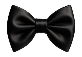 Elegant black satin bow tie, perfect for formal events.