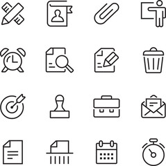 Office line icon set and Business outline icon set