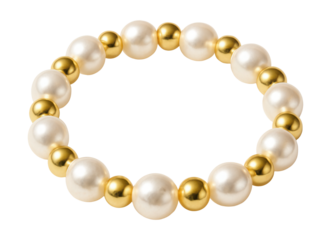 Kids' bracelet featuring alternating pearl and gold beads.