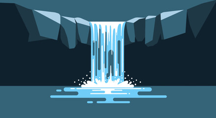 Majestic Waterfall Cascade in a Rocky Landscape.