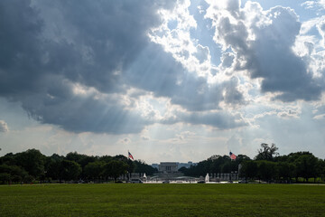 Dramatic Sky with Sun Rays over the National Mall in Washington, D.C.