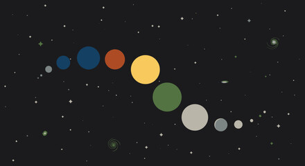 Planets in Space - A Colorful Solar System Illustration.