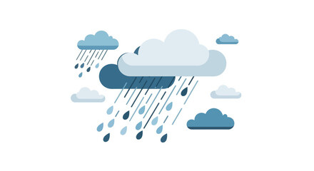 Rainy weather with clouds and falling raindrops illustration.