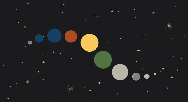 Planets in Space - A Colorful Solar System Illustration. - Powered by Adobe