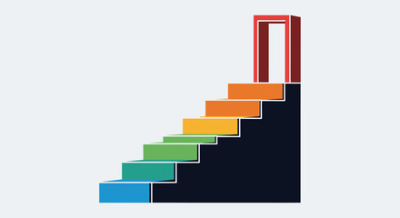 Staircase Leading to Open Door Symbolizing Opportunity and Success.
