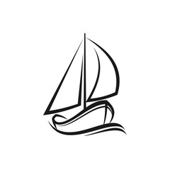 Stylized Sailboat Line Art Logo Icon