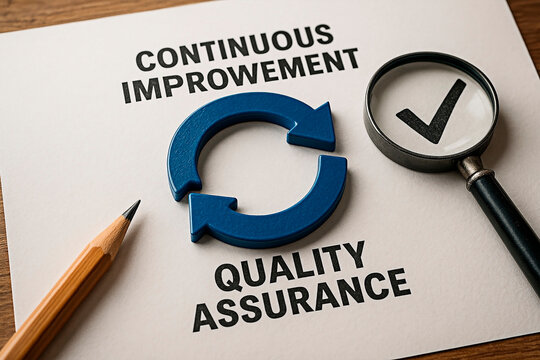 Continuous improvement concept on quality assurance concept.