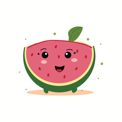 Watermelon slices character isolated on white background. Vector