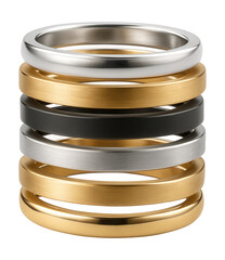 Stackable knuckle ring set with assorted metal finishes.