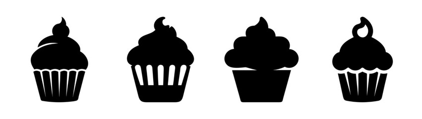 Ice cream cone vector illustration set, dessert, sweet treat, summer, frozen, black and white, art