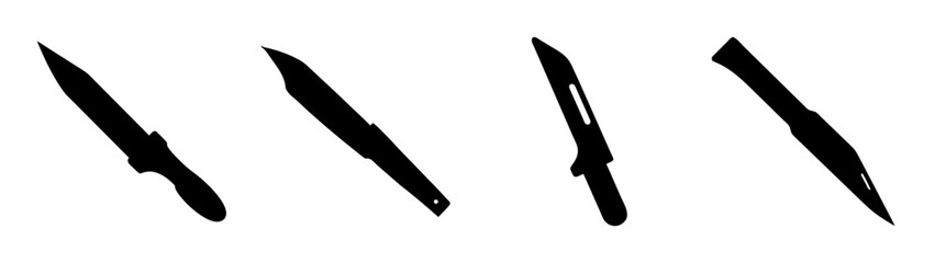 Collection of sharp black knives vector image for weapon enthusiasts and survivalists design needs