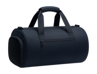 Durable barrel bag with mesh shoe compartment and padded handles.