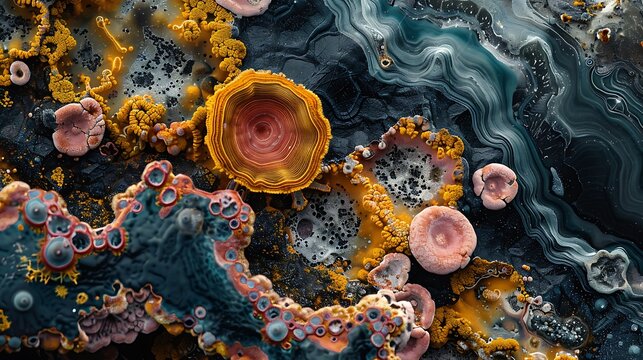 An abstract landscape with textures and colors of yellow, pink, and blue hues art