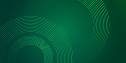 Abstract green geometric lines glow on a dark green background. Sparkling circular line pattern. Modern technology design eps10.