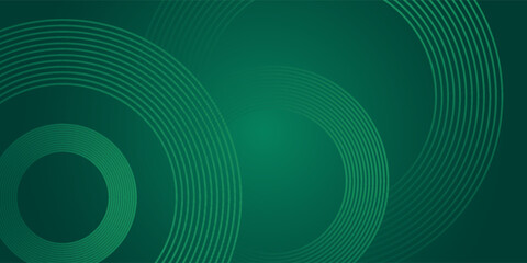 Abstract green glowing geometric lines on dark green background. Shiny circular line pattern. Futuristic tech design perfect for banners, posters, websites, and covers.