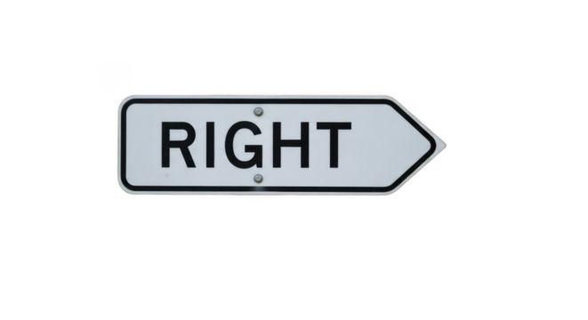 Right sign isolated on transparent background