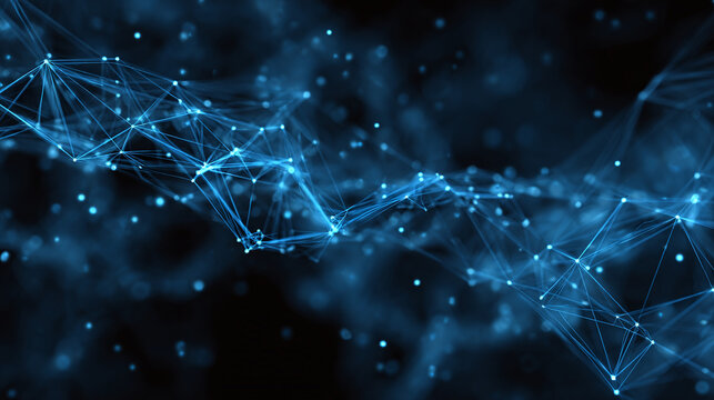 A captivating abstract digital network, with interconnected points and lines, forming a mesmerizing web of data and information