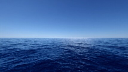 Obraz premium Vast ocean horizon under clear blue sky. AI image