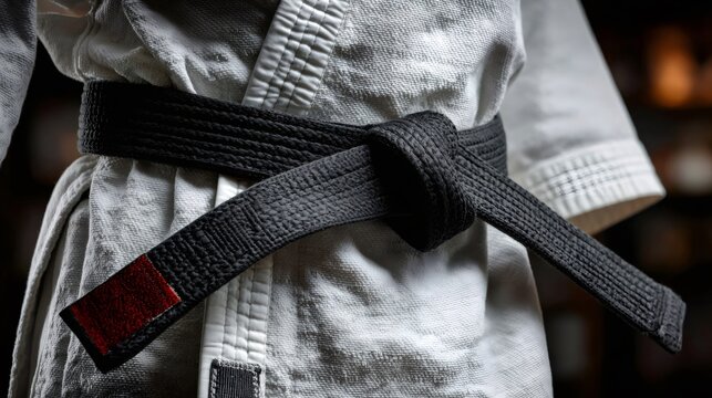 Black belt symbolizing martial arts mastery and discipline