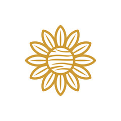 Abstract Wooden Sunflower Logo Icon