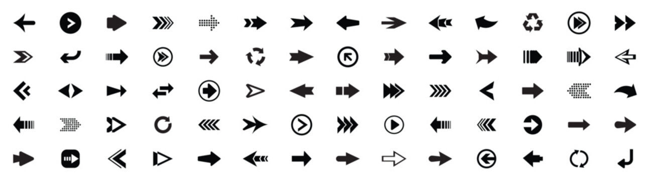 Arrow icon set. arrow. Arrows big black set icons. Modern simple arrows. cursor. different arrow signs. Black direction pointer. Arrow set. Vector illustration set