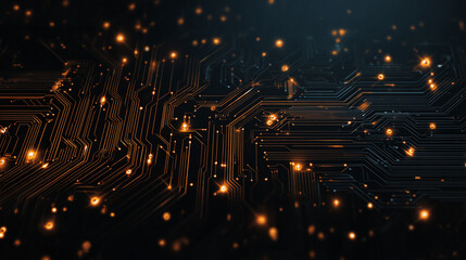 An illuminated circuit board with a network of pathways and connections, showcasing the complexity of modern technology