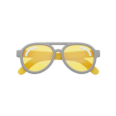 Yellow aviator sunglasses isolated on transparent background
