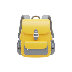 Yellow backpack isolated on transparent background