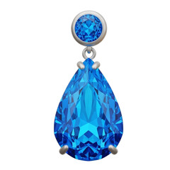 Blue gemstone earring isolated on transparent background