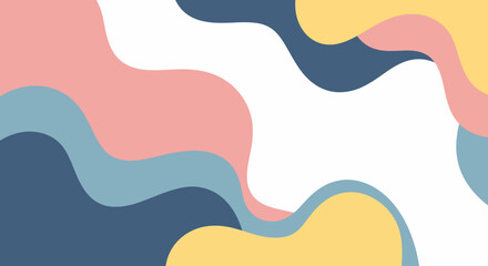 Abstract background with organic flowing shapes and freehand drawn lines. Modern minimalist design in scandinavian style. Vector illustration in pastel colors.