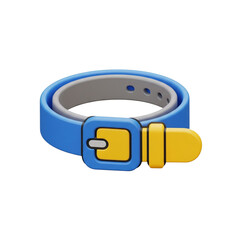 Blue and yellow belt with buckle isolated on transparent background