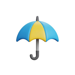 Blue and yellow umbrella isolated on transparent background